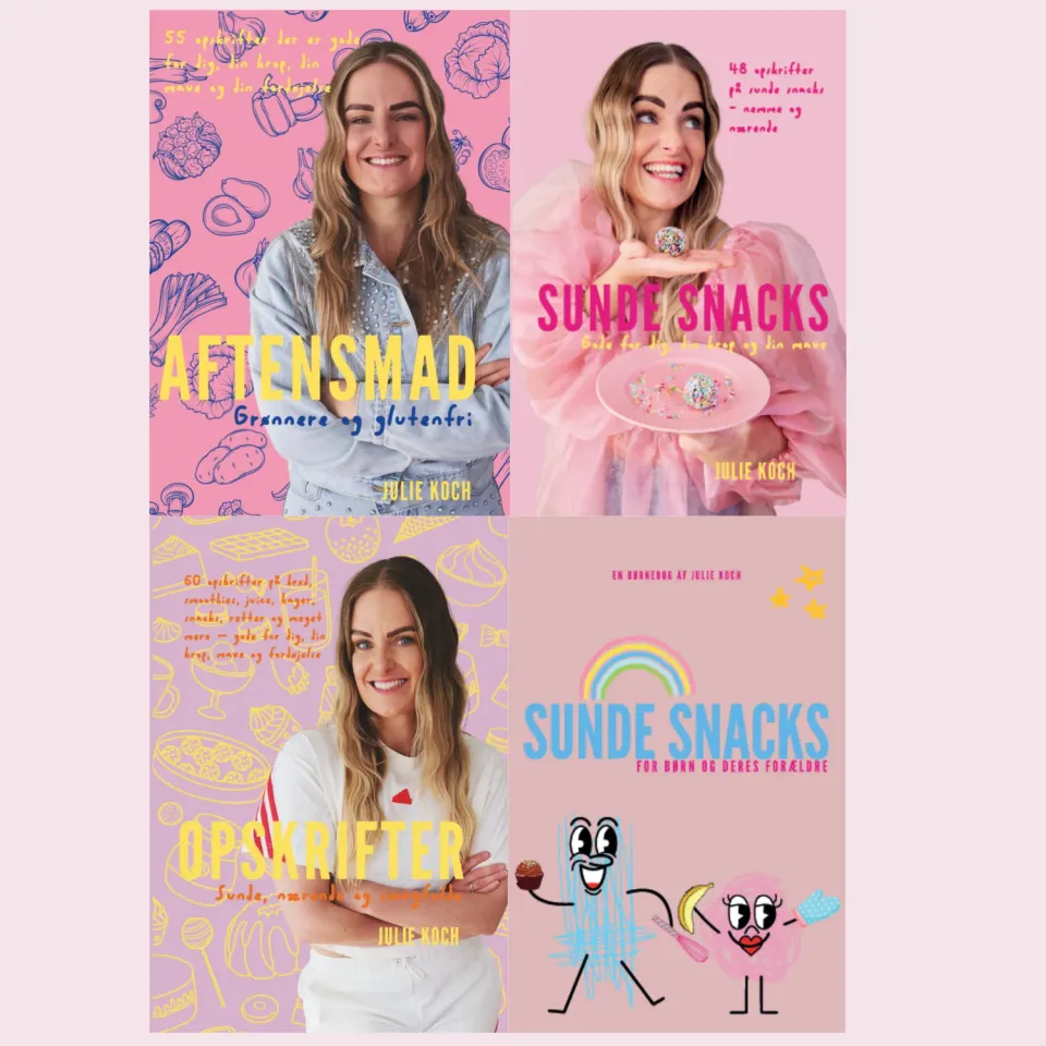 Julie Koch bogpakke med 4 kogebøger sunde snacks og aftensmad