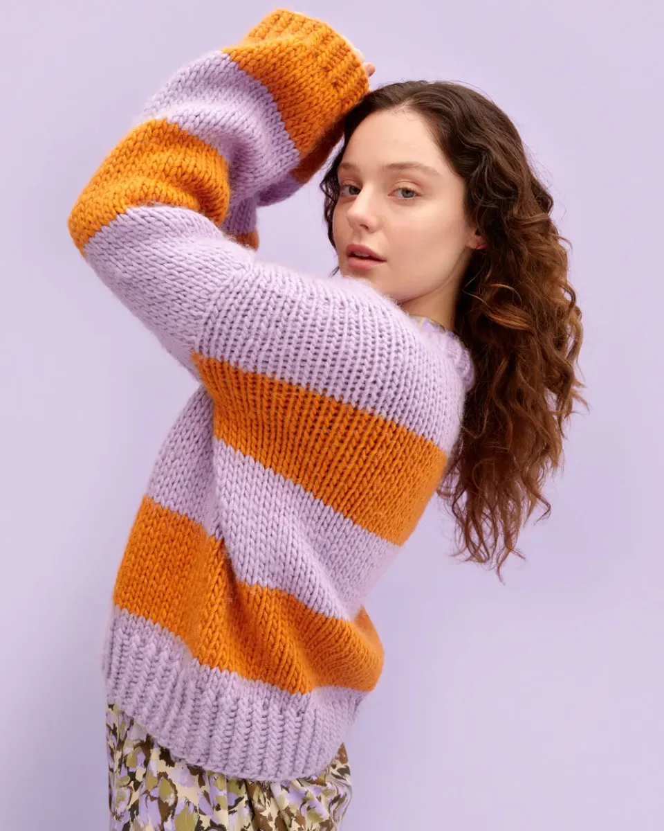 Tukubook Tivoli sweater strikkeopskrift PDF engelsk striber