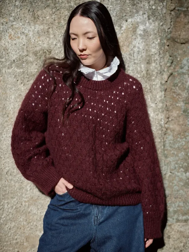 Tukubook Nordic Knits Lazybones sweater strikkekit 4ply mohair