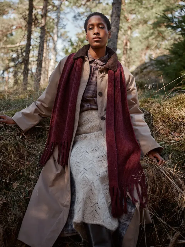 Tukubook Nordic Knits Interval tørklæde strikkekit bordeaux