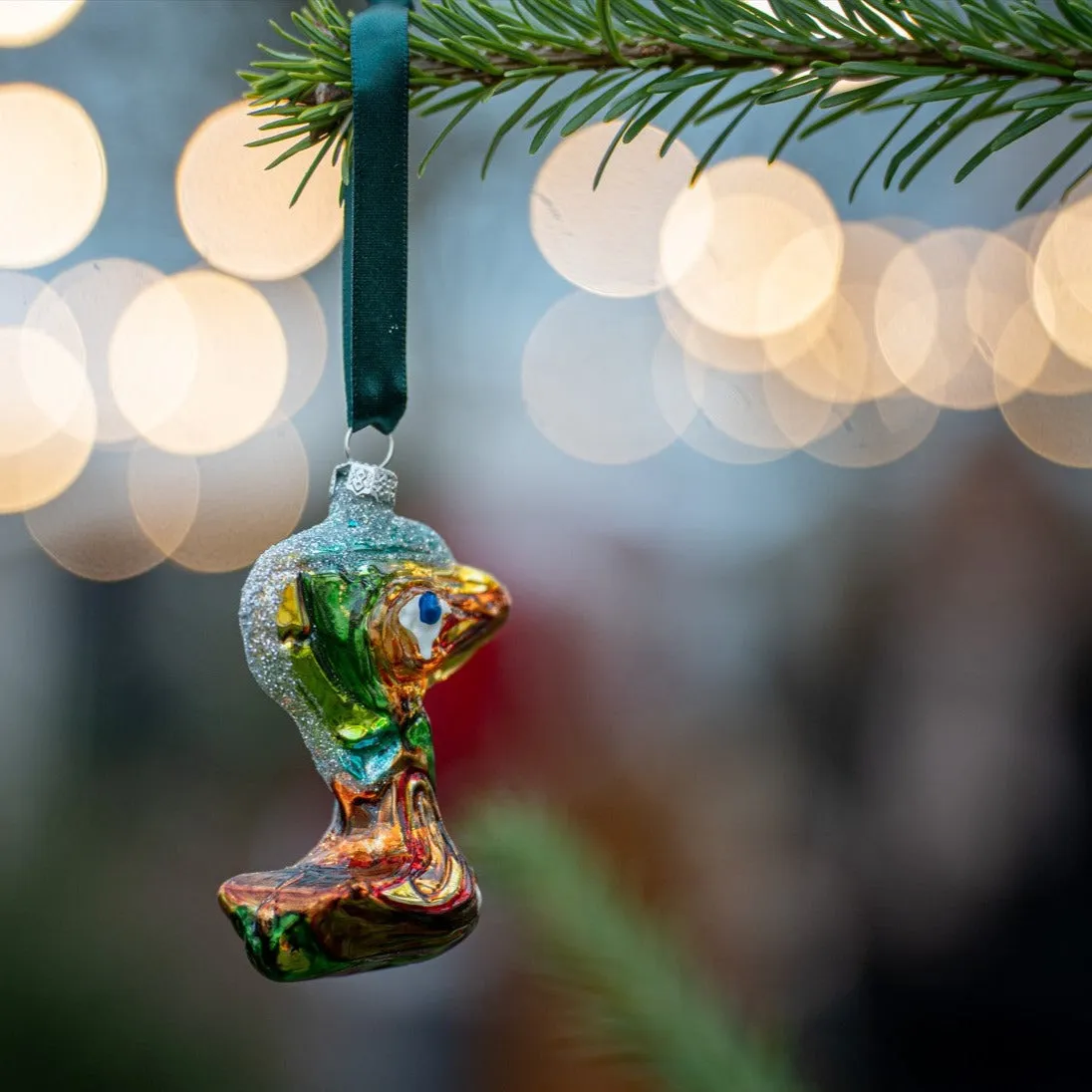 Museum Jorn Foruroligende ælling julekugle glas håndmalet