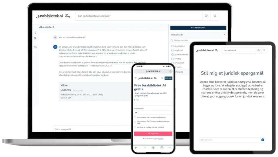 Jurabibliotek AI-assistent online 1 licens – dansk jura